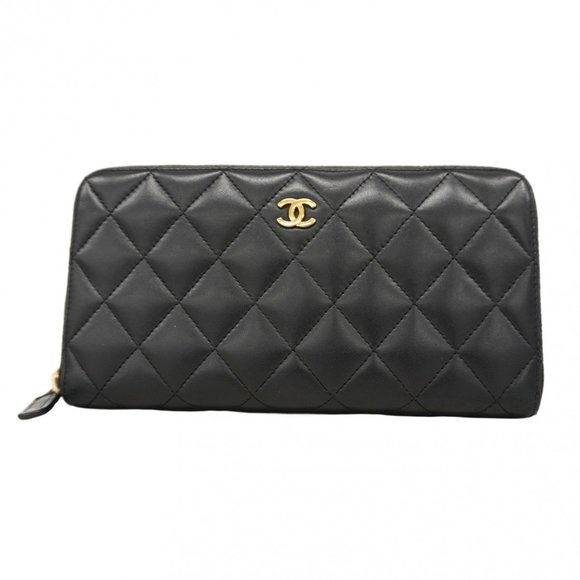 CHANEL Black Lambskin Leather Wallet - Picture 1 of 14